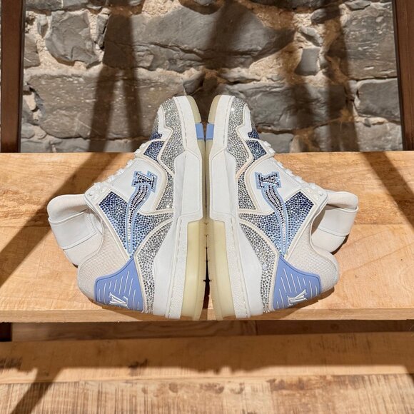 Louis Vuitton Azure Stone Crystal Embellished LV Trainer Sneakers - Picture 10 of 15